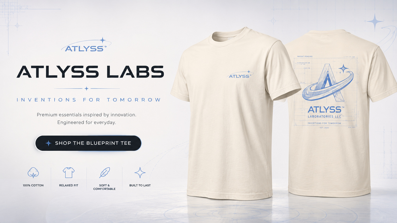 Atlyss Labs Blueprint Tee – Ivory